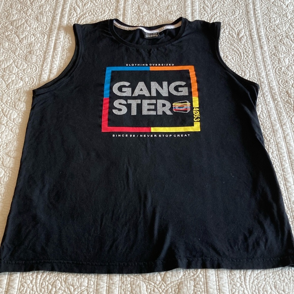 Printed Graphic Tank Top Black Men’s Size Large